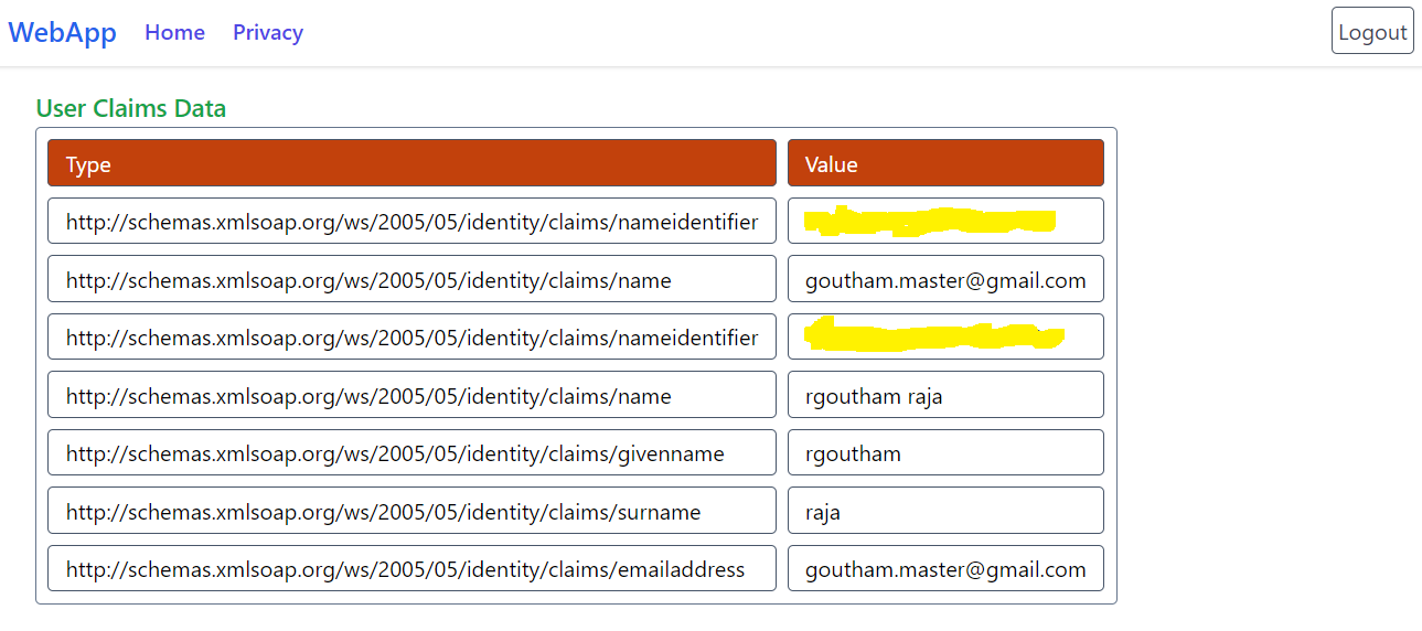 AzureAD & Gmail AuthScreenshot