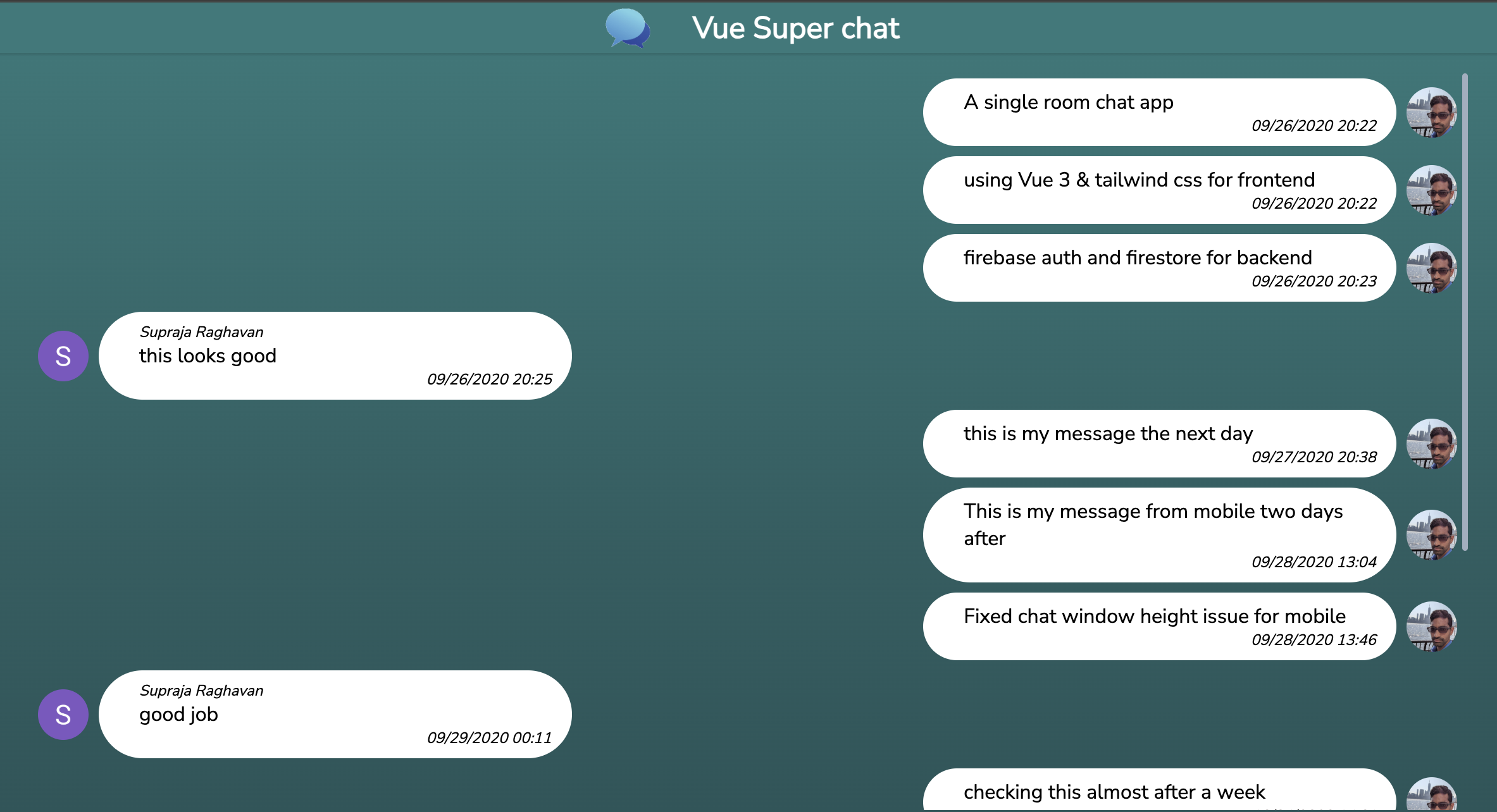 Vue ChatScreenshot
