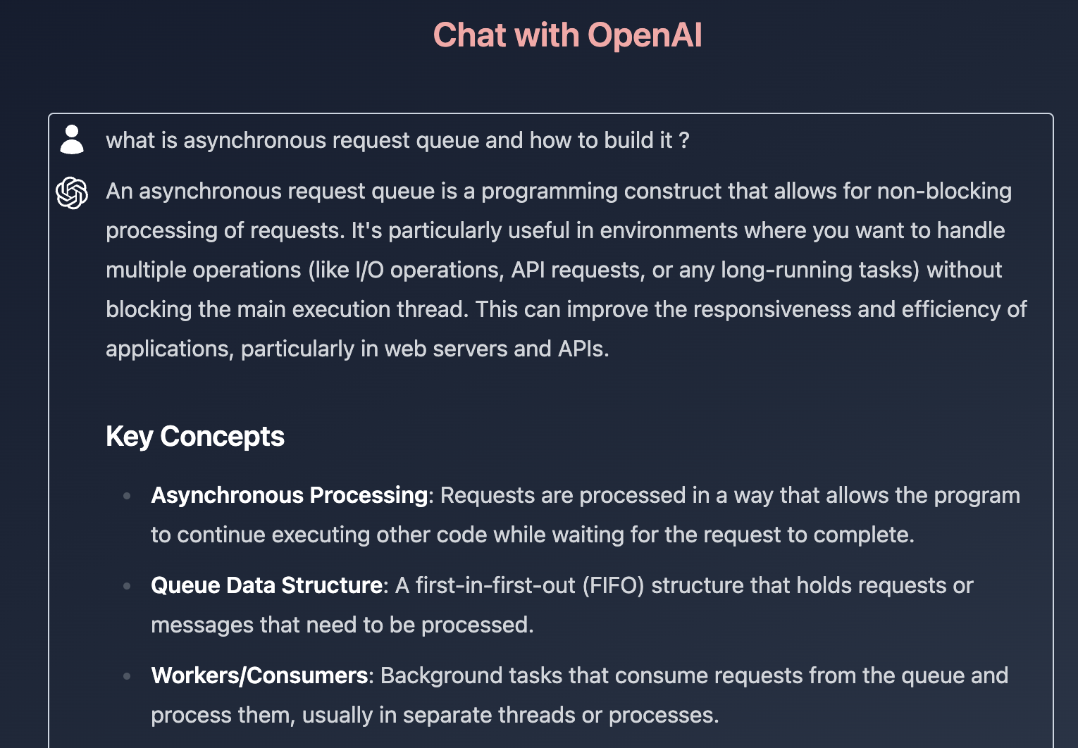 Open AI ChatScreenshot
