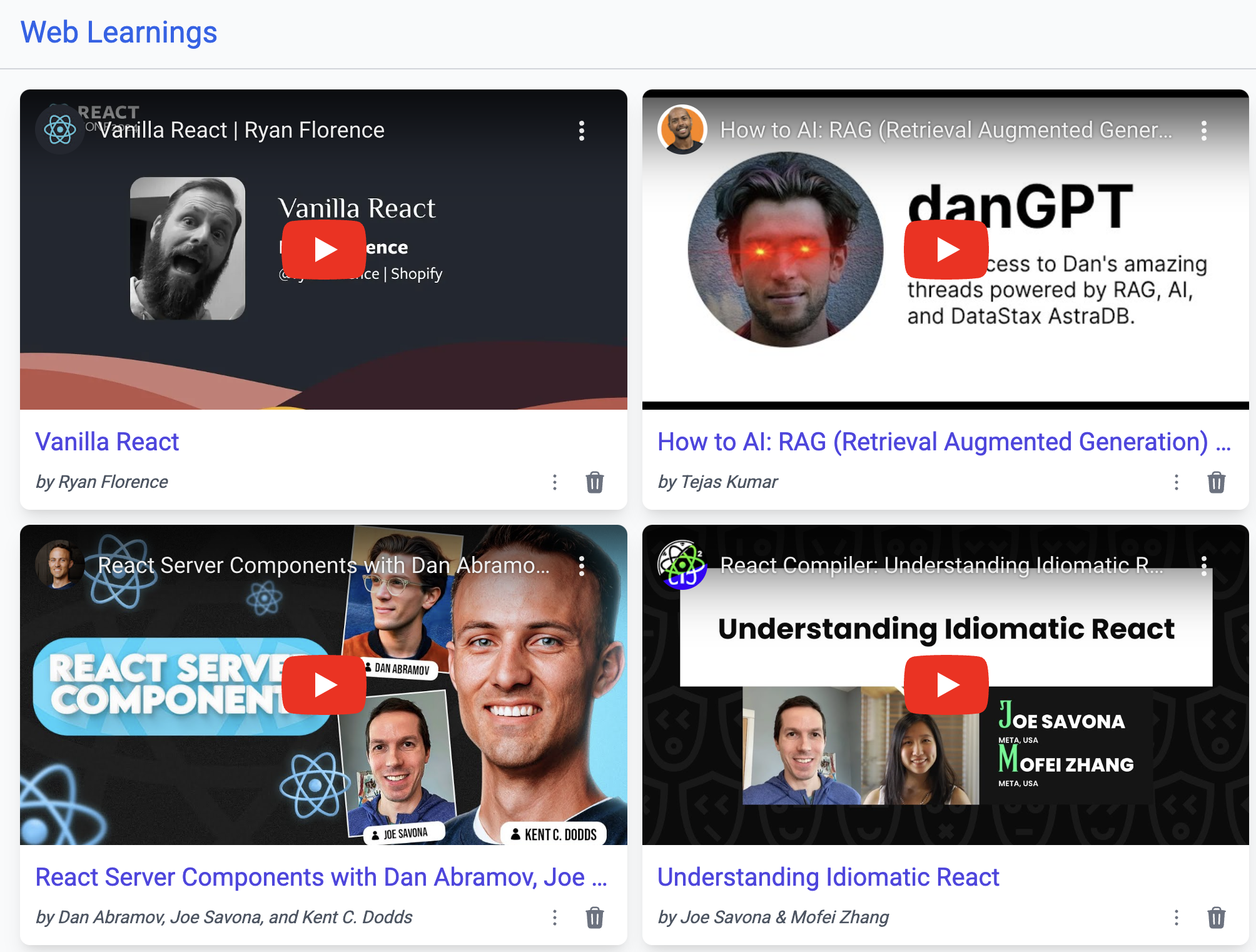 Web LearningsScreenshot